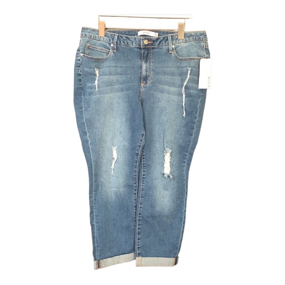 JustFab Distressed Cuffed Ankle Jeans